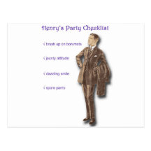 Henry's Party Checklist Post Card