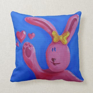 her love blue rabbit cartoon pillow