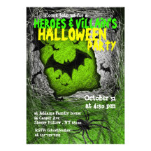 Hero Villian Halloween Party Invitation Bat