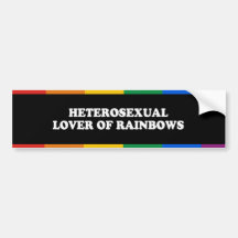 HETEROSEXUAL LOVER OF RAINBOWS - .png Bumper Sticker