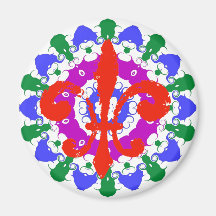 Hex Sign Red Fleur De Lis Refrigerator Magnets