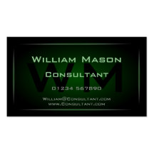 Hi-Res Green Monogram Professional Business Card