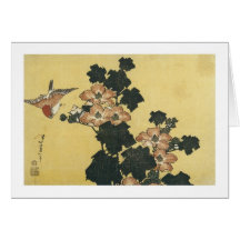 Hibiscus and Sparrow, Hokusai, 183 Card