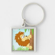 Hiding lion keychain