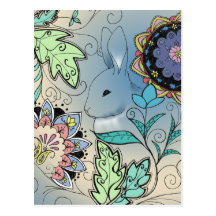 Hiding Rabbit Postcard