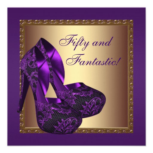 High Heel Shoes Womans Purple 50th Birthday Party 13 Cm X 13 Cm Square ...