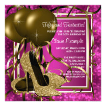 High Heels Womans Hot Pink Brithday Party Personalised Announcements