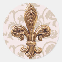 HIGH LIFE Charm School pink scroll fleur de lis St Round Sticker