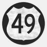 Highway 49 Route Sign Round Stickers
