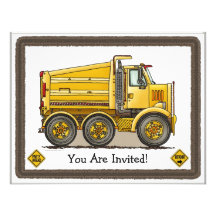 Highway Dump Truck Kids Party Invitation
