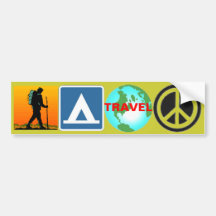Hike, Camp, Travel, Peace Bumper Stickers