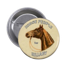 Hillary Horse Peope Button