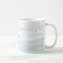 hilly panorama with conifers coffee mug