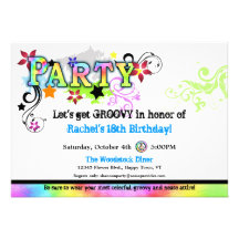 Hip Colourful 'N Groovy Party Invitation