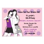 Hip Girls Singing in Pink and Purple Personalized Announcement