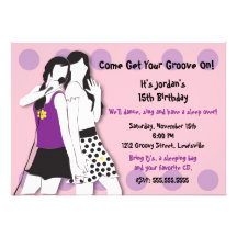 Hip Girls Singing in Pink and Purple Personalized Announcement