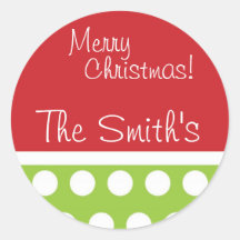 Hip Green and Red Personalised Christmas Stickers