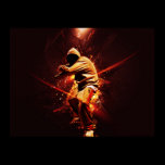 hip-hop breakdancer on fire posters