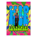 Hip Replacement Hippie retro 60's card, psychedeli