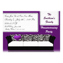 hip trendy mod purple sofa , party Invitation