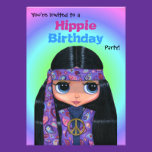 Hippie Birthday Party Purple Paisley Hippie Girl invitations