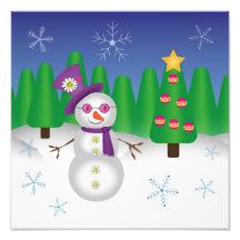 Hippie Christmas Snowman Photo Print