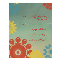Hippie Flowers Vintage Wedding RSVP invitations