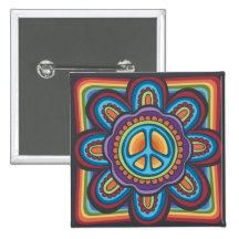 Hippie Peace Flower Pin