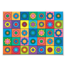 Hippie Rainbow Flower Pattern Art Photo