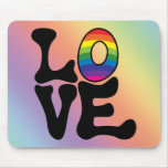 Hippie Rainbow Love Text Mouse Pads