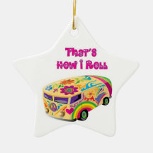 hippie van retro  how i roll christmas ornament