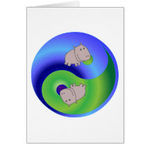 Hippo Yin Yang Greeting Cards