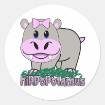 Hippopotamus Round Stickers