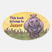 Hippopotamus Stationery Oval Stickers
