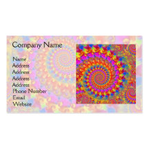 Hippy Fractal Pattern Pink Turquoise & Yellow Business Card Template