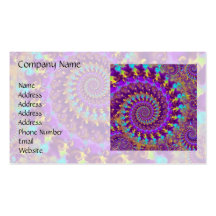 Hippy Fractal Pattern Purple Turquoise & Yellow Business Card Templates