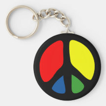 Hippy Groovy Peace Symbol Key Chains