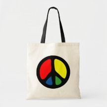 Hippy Groovy Peace Symbol Tote Bags