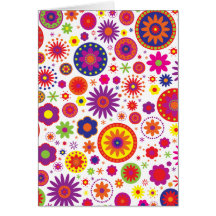 Hippy Rainbow Flowers Cards