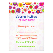 Hippy Rainbow Flowers Personalized Invitation