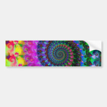 Hippy Rainbow Fractal Pattern Bumper Sticker