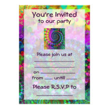 Hippy Rainbow Fractal Pattern Custom Invite