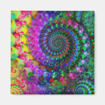 Hippy Rainbow Fractal Pattern Magnets