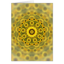 Hippy Sunflower Fractal Mandala Pattern Greeting Cards