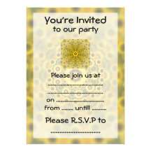Hippy Sunflower Fractal Mandala Pattern Personalized Invites
