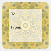 Hippy Sunflower Fractal Mandala Pattern Square Sticker