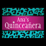 hipster leopard teal  Quinceanera invitations