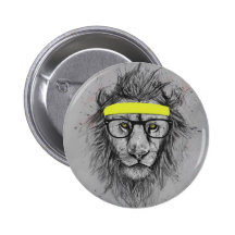 Hipster lion buttons