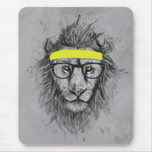 Hipster lion mouse mats