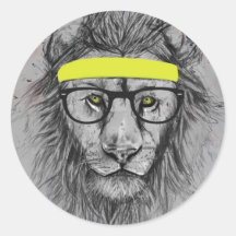 hipster lion sticker